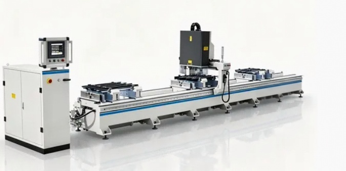 Doitasun handiko 4 buruko CNC aluminiozko horma gortina zulatzeko makina